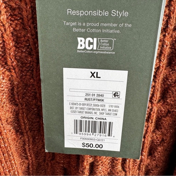 NEW Nili Lotan x Target size XL Sweater Rusty Orange Brown Cabled Cardigan - Picture 5 of 10